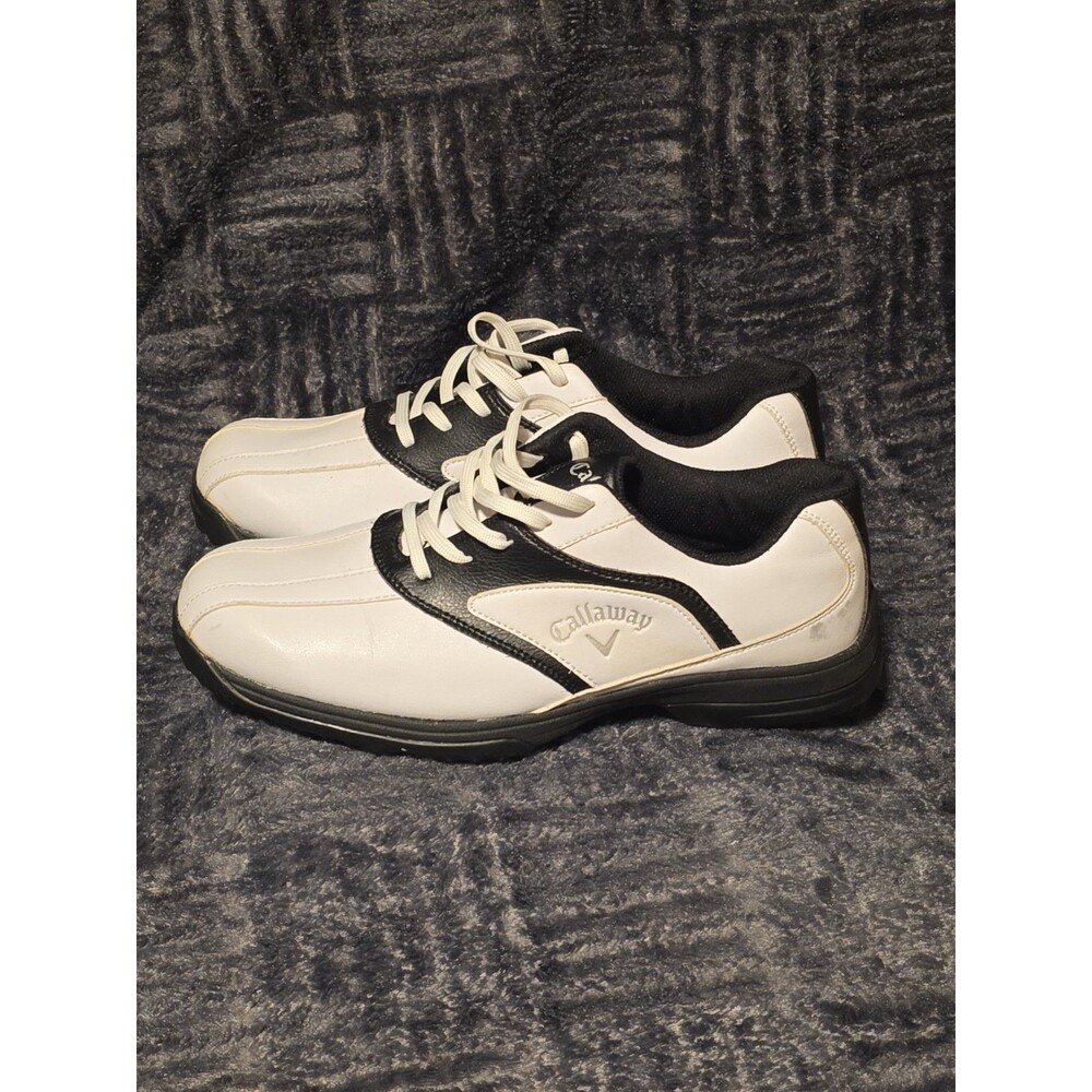 Callaway Men's Size 9 M Golf Shoes Soft Spikes White Black Leather M157-12